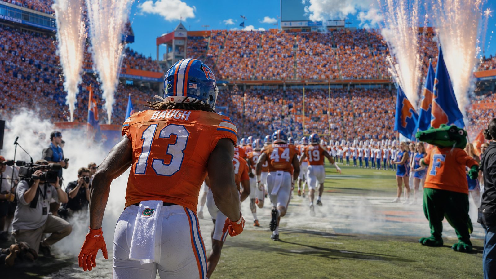 Jadan Baugh walking onto the field during the Florida team entrance